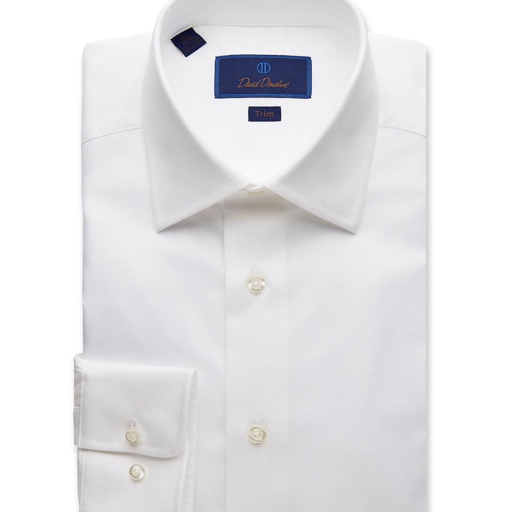 David Donahue Men's Trim-Fit Royal Oxford Shirt